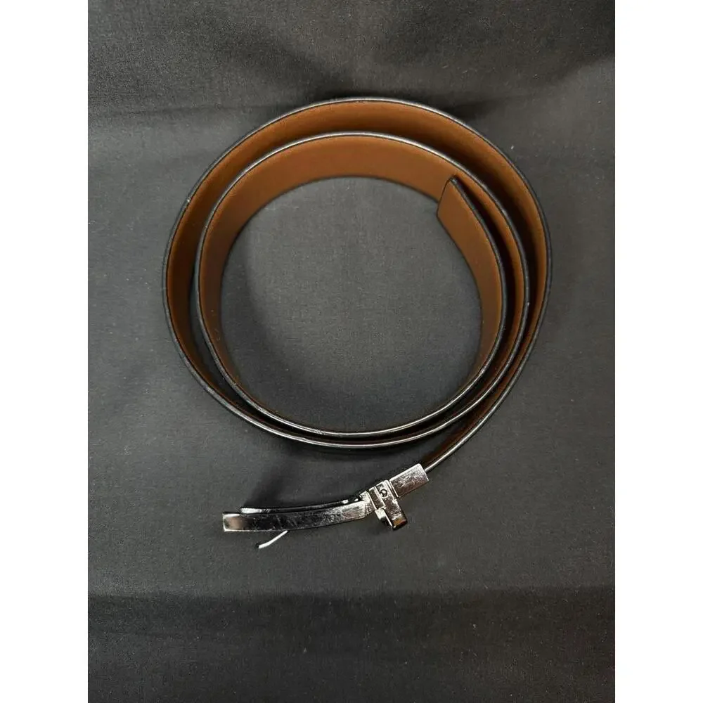 Perry Ellis Belt Men's 38 Black Faux Leather Dress‎ Reversible Buckle EUC